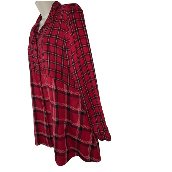 J. Jill Red, Black, and White Plaid Shirt Dress - Picture 6 of 10
